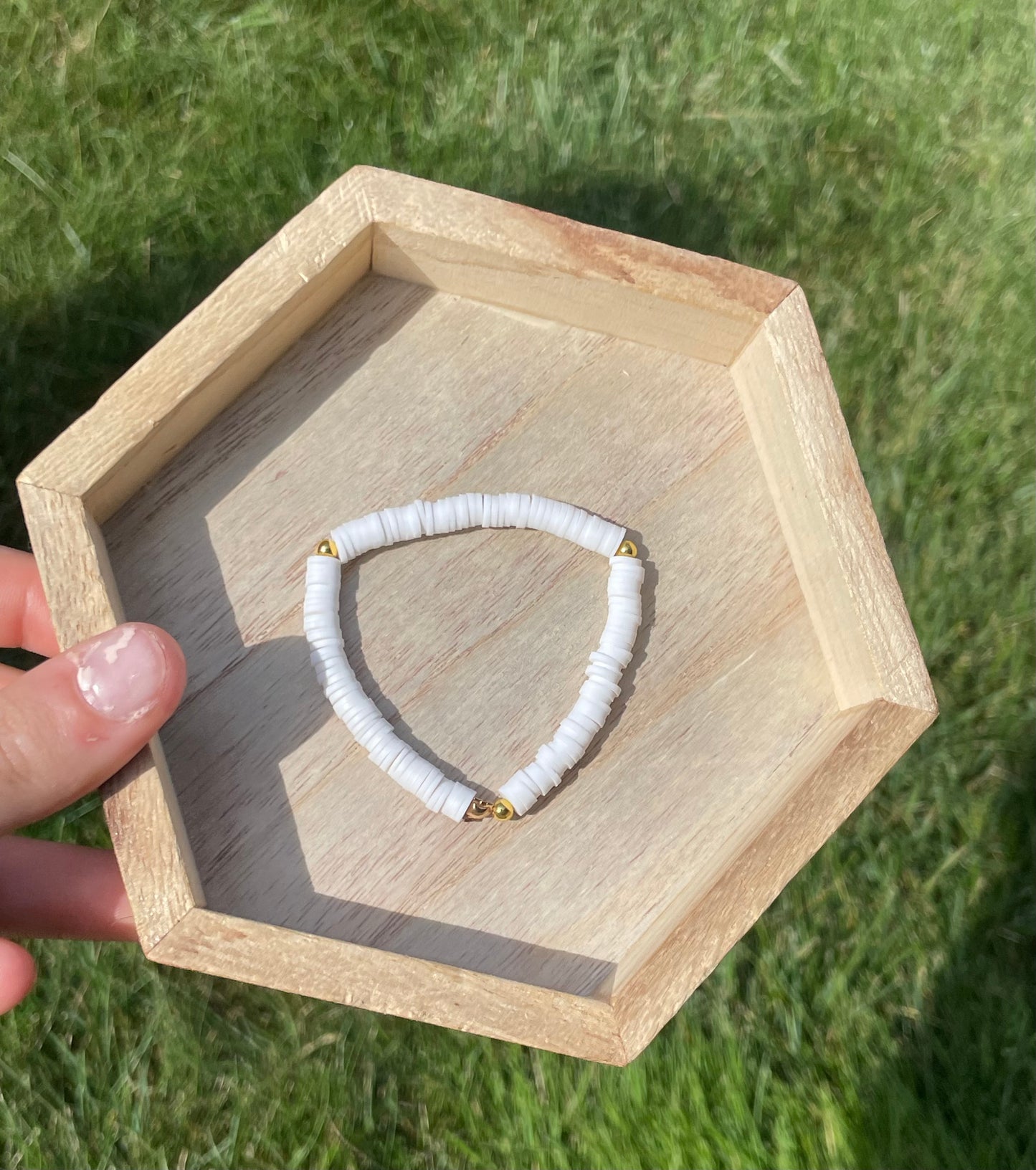 White claybead bracelet